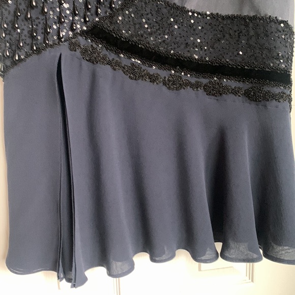 Escada 100% Silk Navy Embellished Skirt **RARE FIND** - Picture 4 of 9